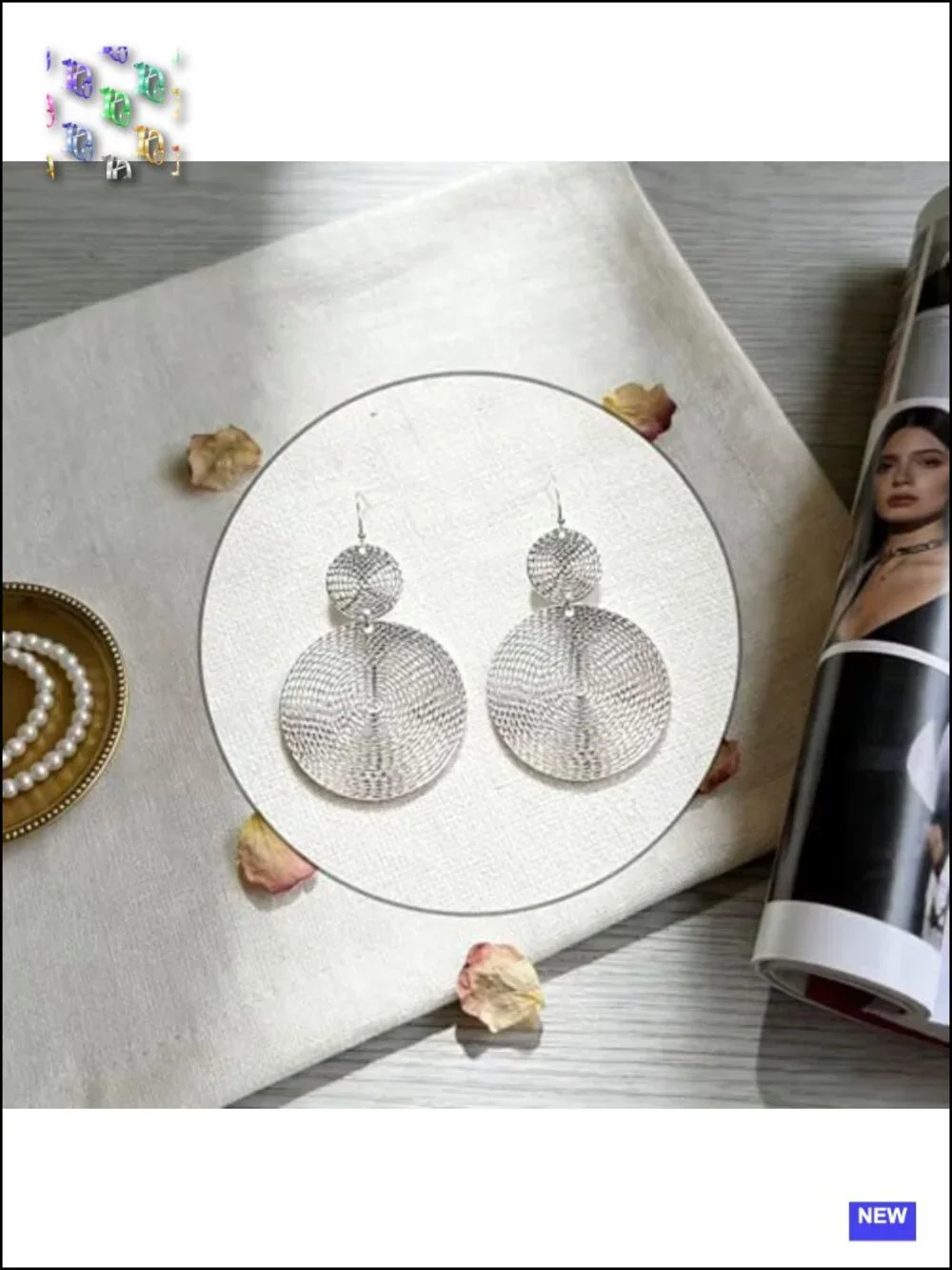 Handmade Vintage Geometric Double Circle Dangle Earrings Hypoallergenic Alloy